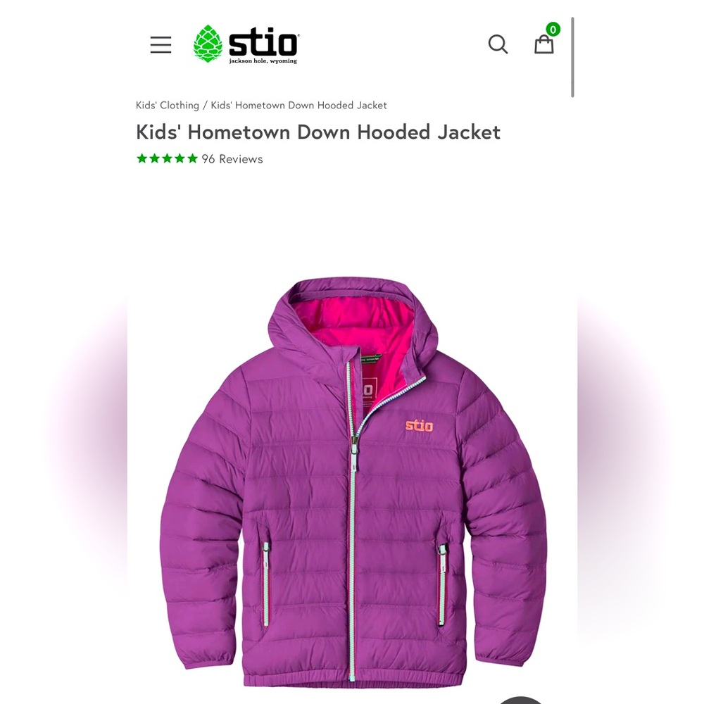 Kids size 8 Stio puffy down jacket